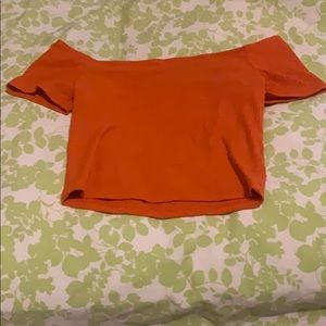 off shoulders orange crop top